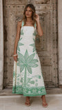 Sella Maxi Dress Sage Palm Print