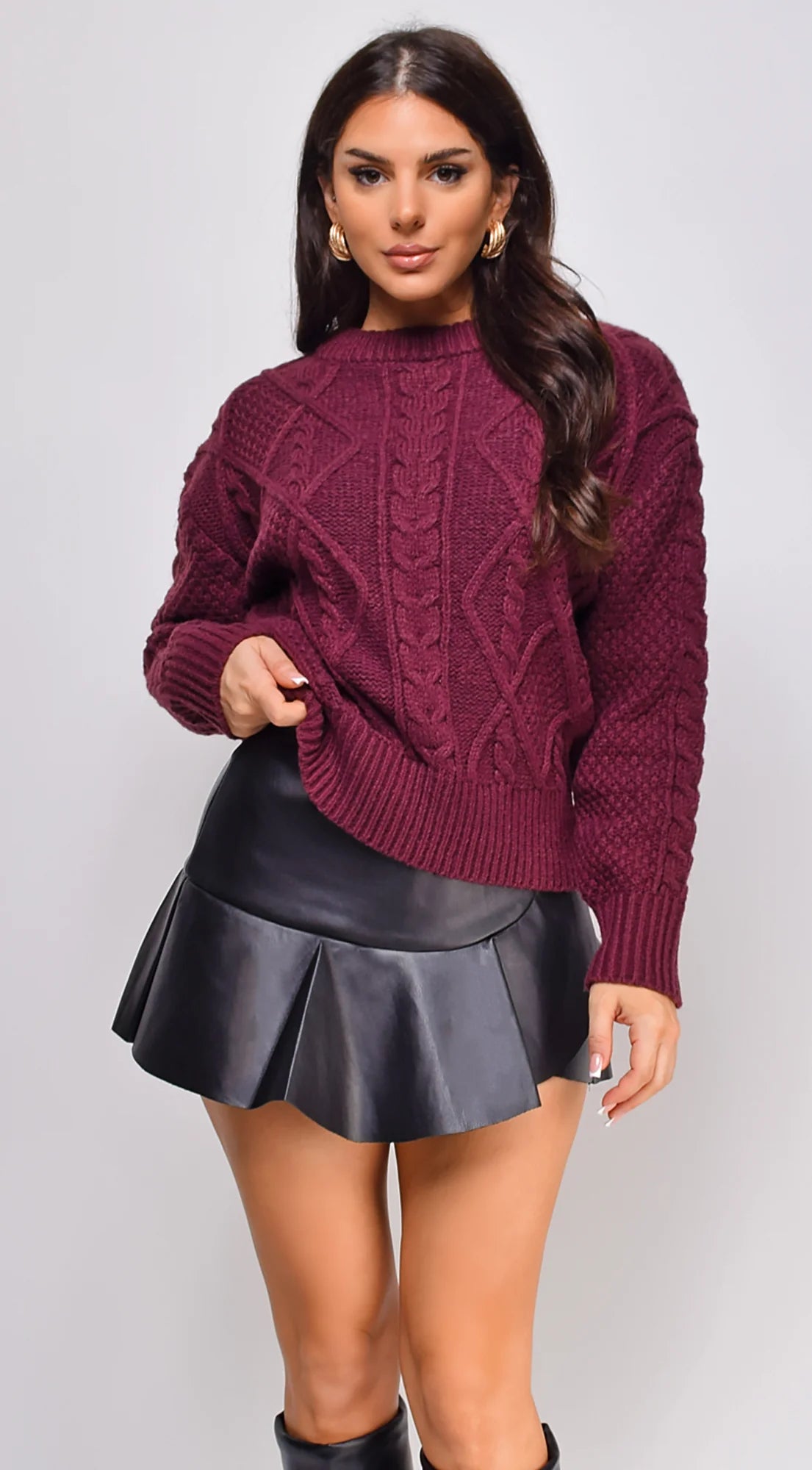 Giselle Ruffle Flare Faux Leather Mini Skort Black