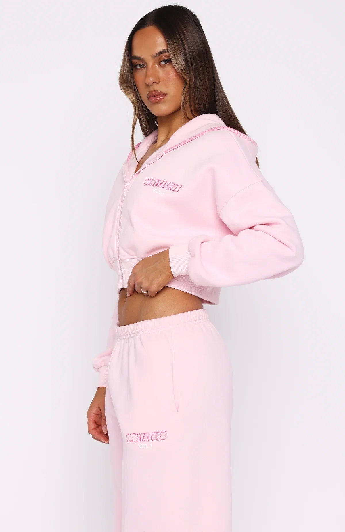 Vol 1 Cropped Zip Front Hoodie Posy