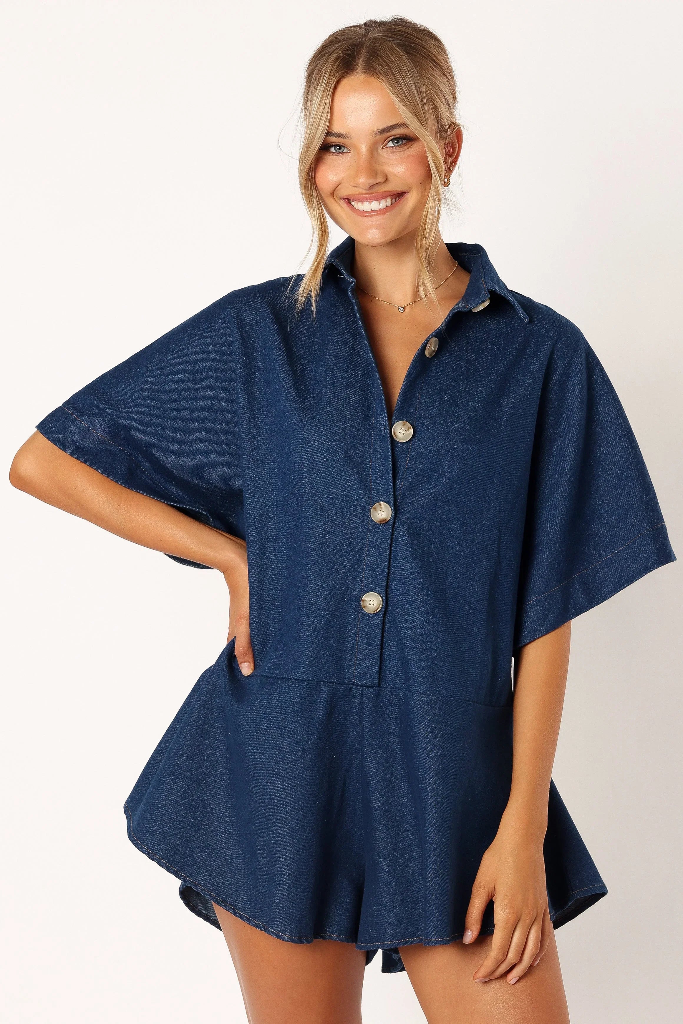 Harriette Romper Dark Denim