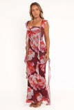 Chiara Maxi Dress Burgundy Peony