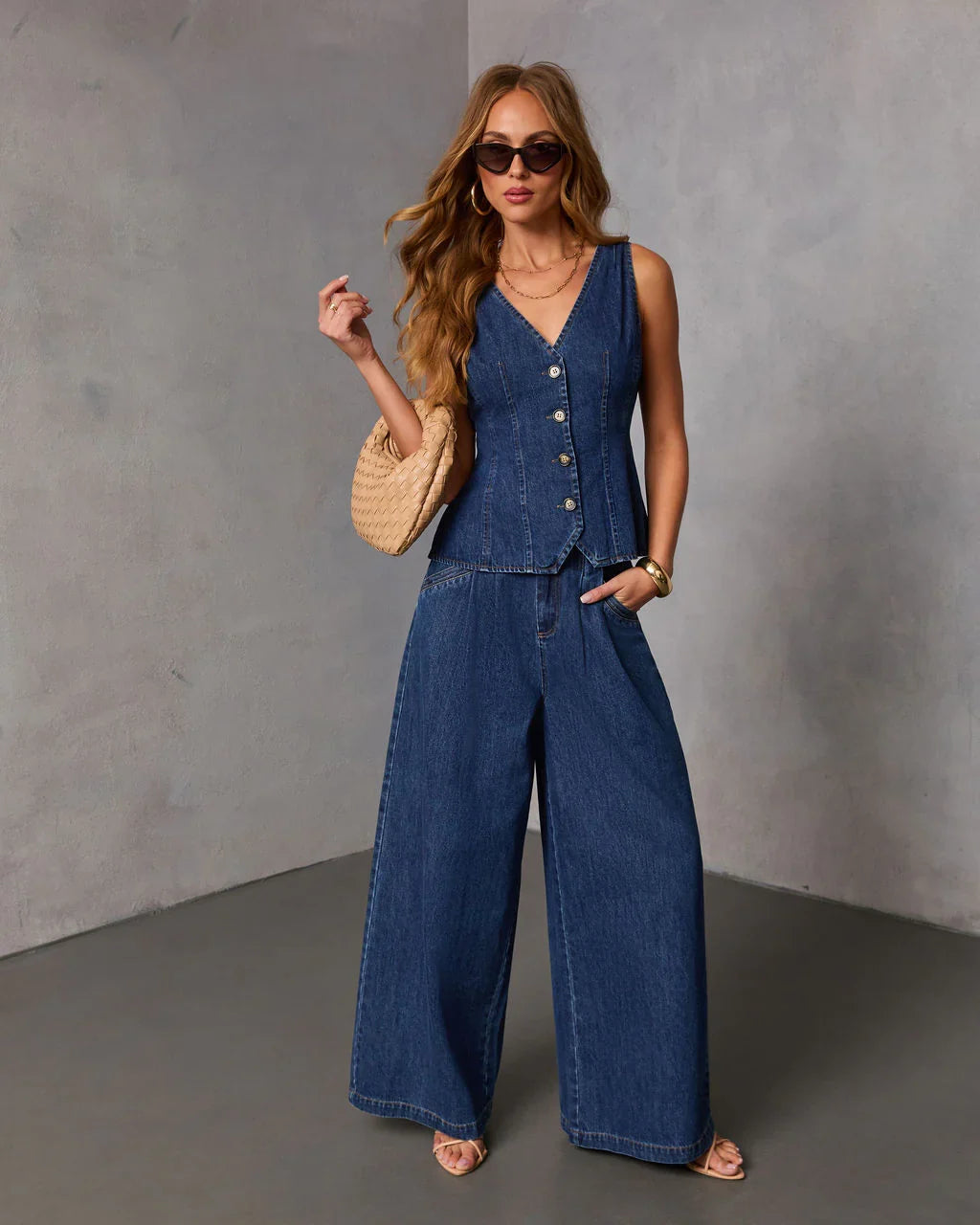 Easy Classic Denim Peplum Top