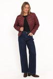 Genevieve Quilted Bomber Cherry