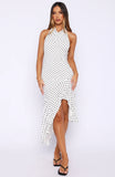 Blushing Nights Midi Dress Cream Black Polka Dot