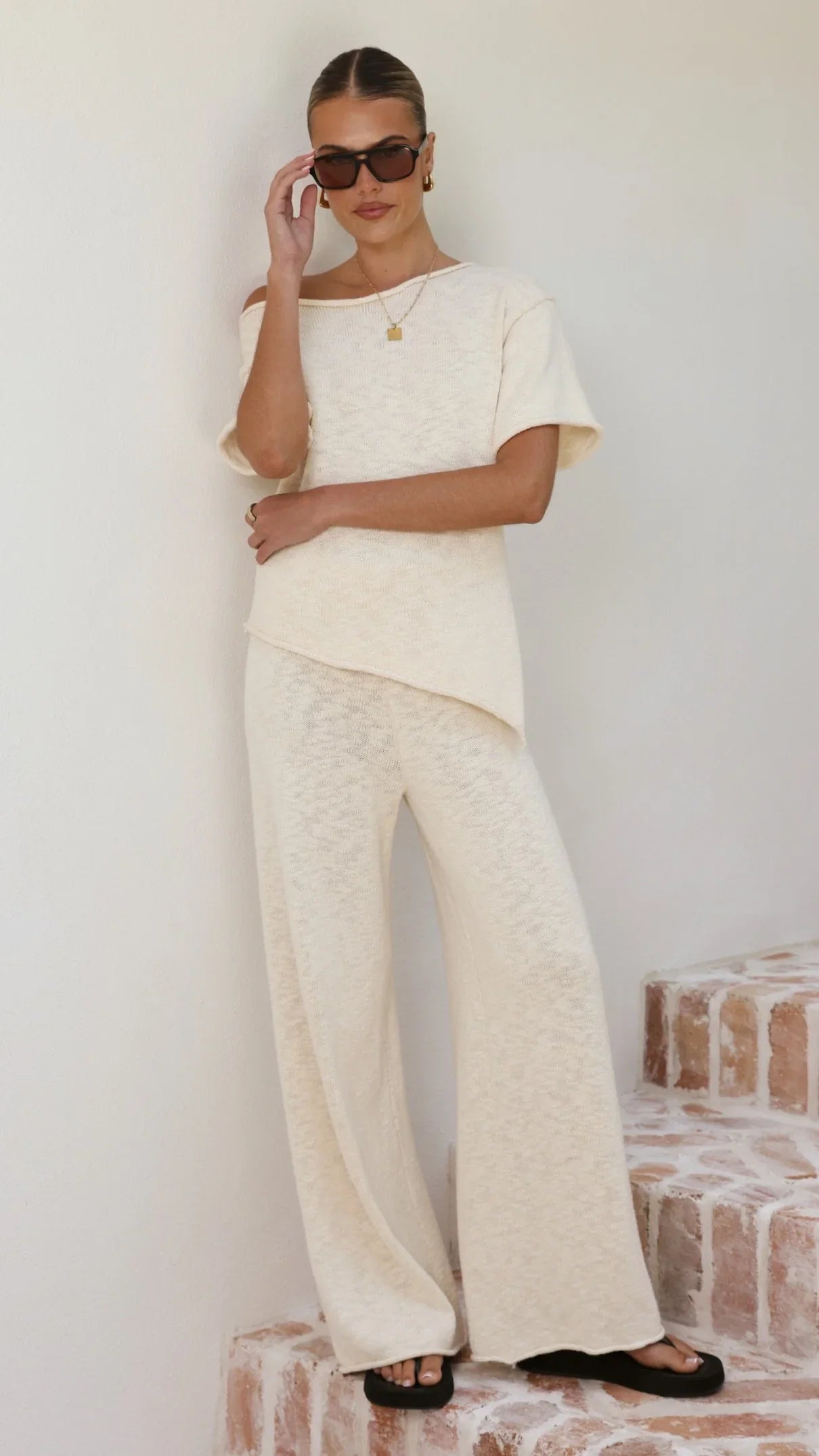 Cascadia Off Shoulder T Shirt Cream