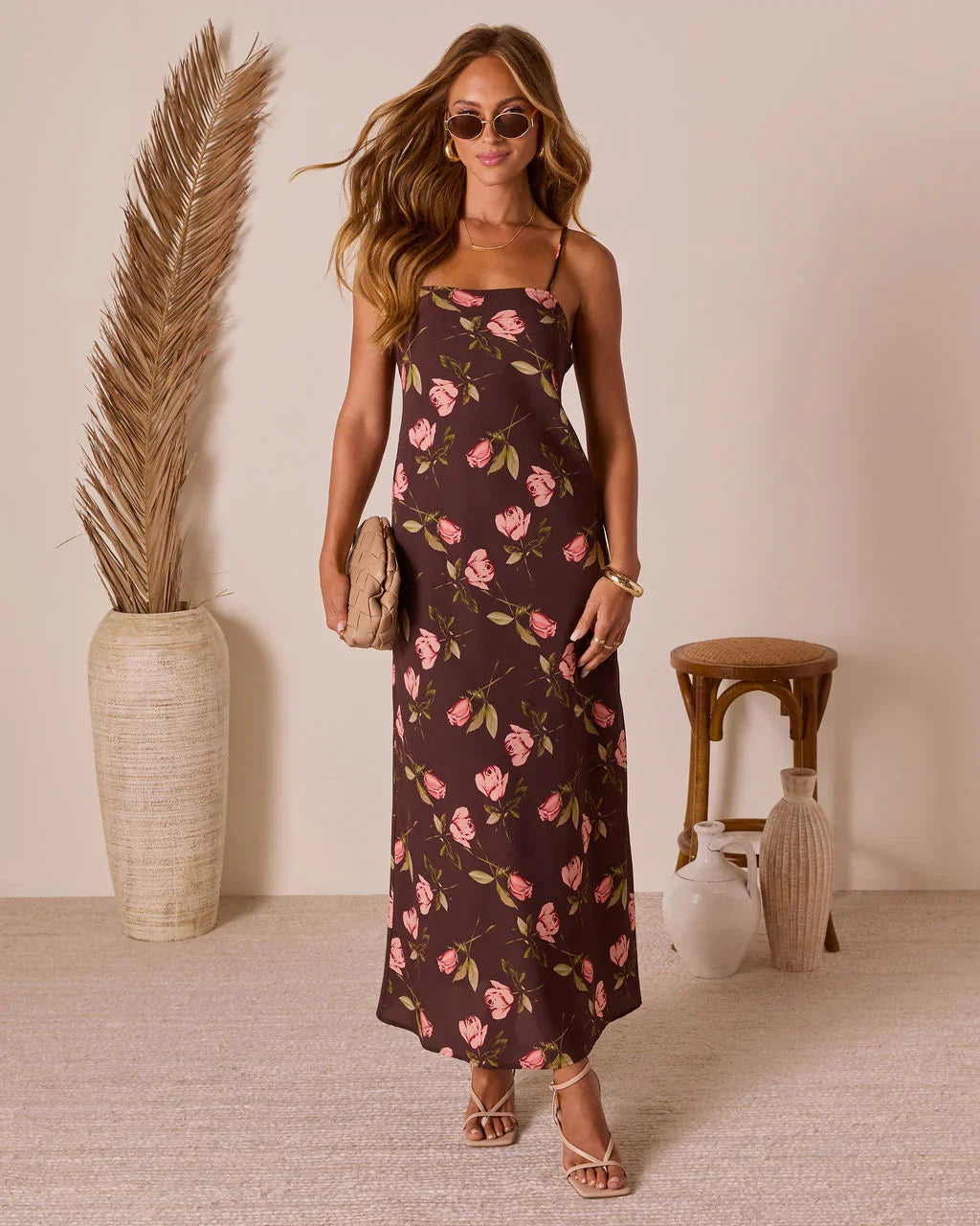 Picking Petals Satin Floral Maxi Dress
