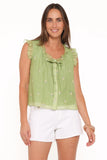 Lumi Embroidered Ruffle Top Green