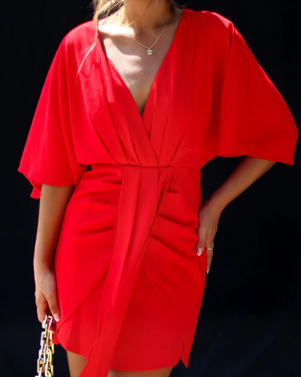 Porticia V Neck Mini Dress