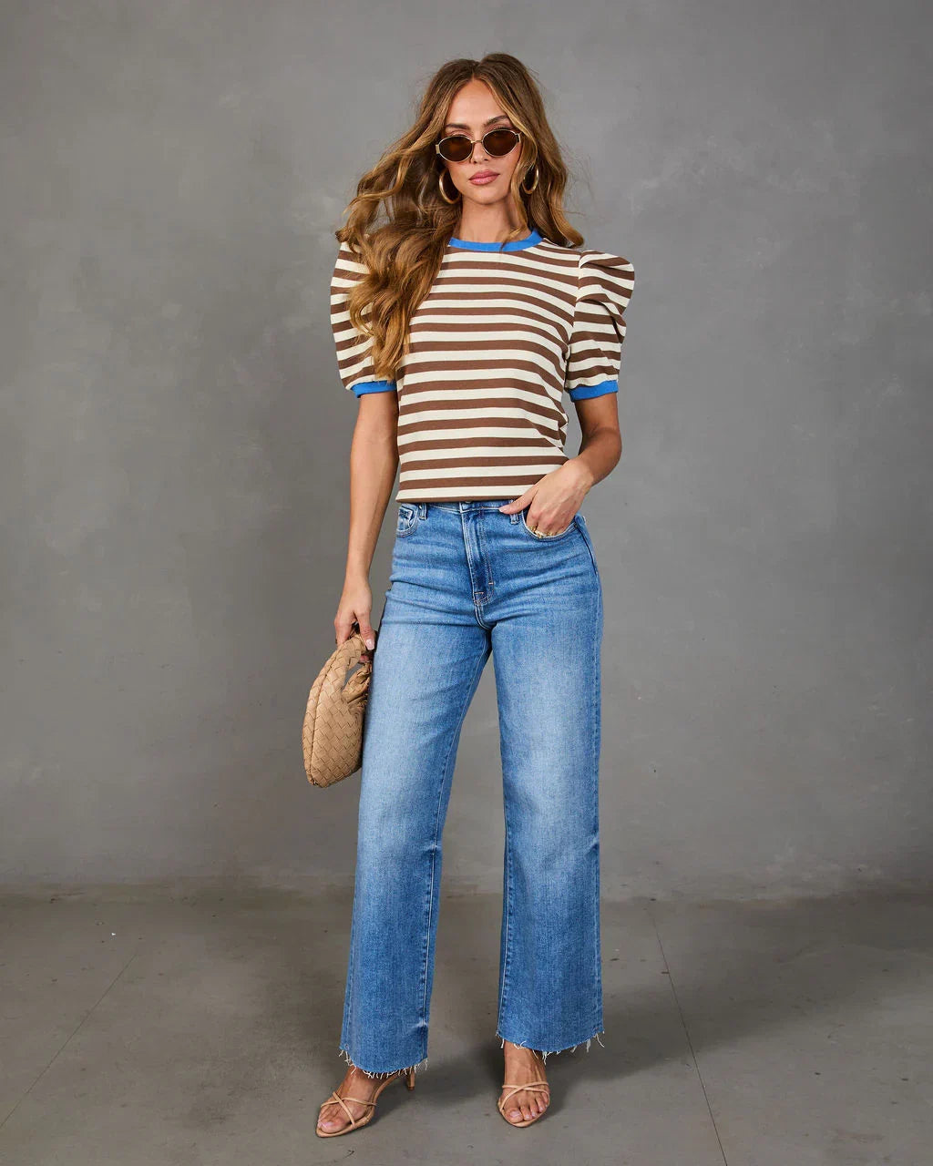 Marcine Striped Puff Sleeve Top