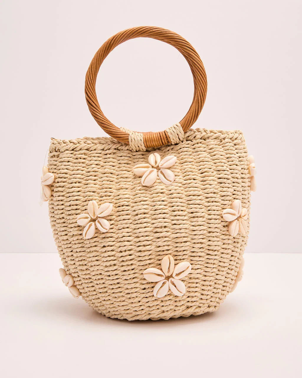 Aura Bloom Woven Embroidered Bucket Bag