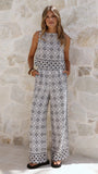 Ollie Pants Black White Print