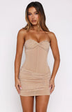 Cant Compare Embellished Mini Dress Beige
