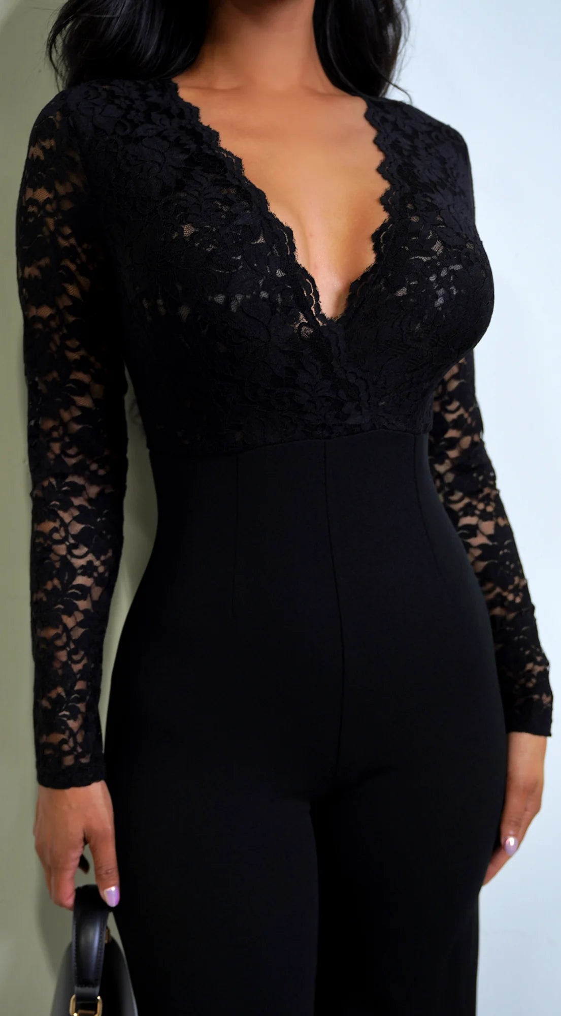 Aitana Lace Long Sleeve Jumpsuit Black