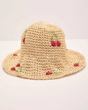Farmstand Fresh Embroidered Floral Straw Bucket Hat