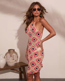 Teresah Abstract Crochet Halter Neck Cover Up Mini Dress