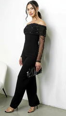 Liora Off Shoulder Jumpsuit Black