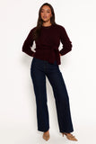 Ettie Wrap Side Tie Knit Sweater Burgundy