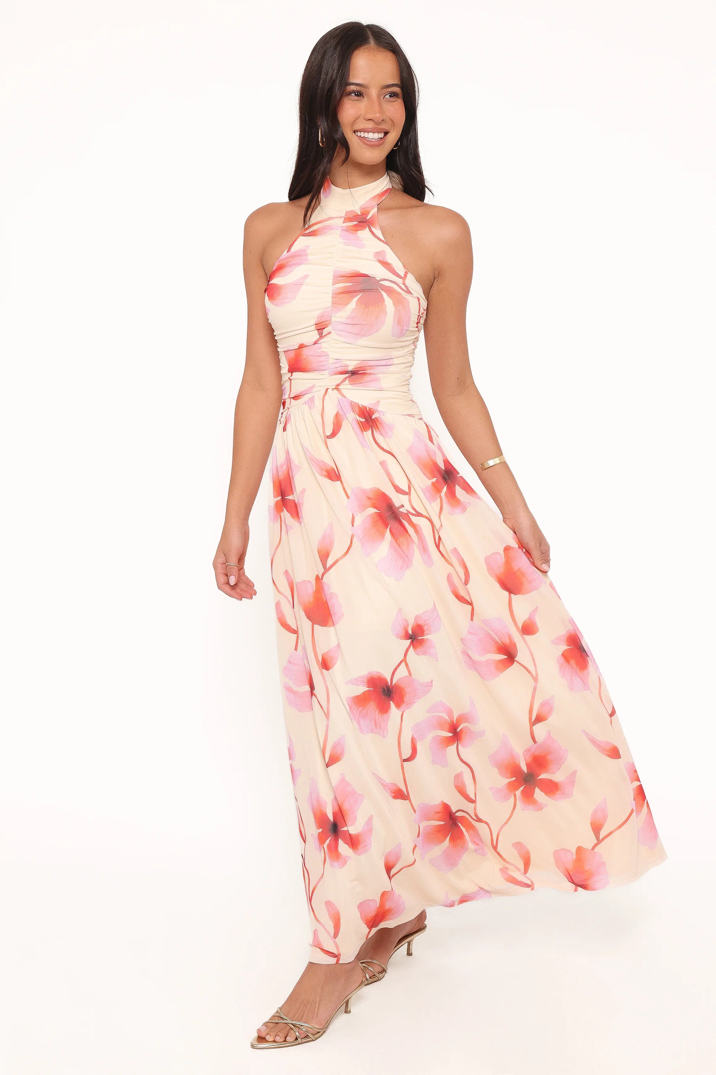 Kaira Halterneck Maxi Dress Pink Floral