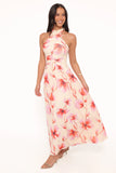 Kaira Halterneck Maxi Dress Pink Floral