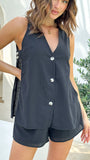 Hayley Vest and Shorts Set Black