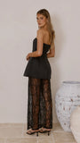 Harlean Strapless Top and Lace Pants Set Black