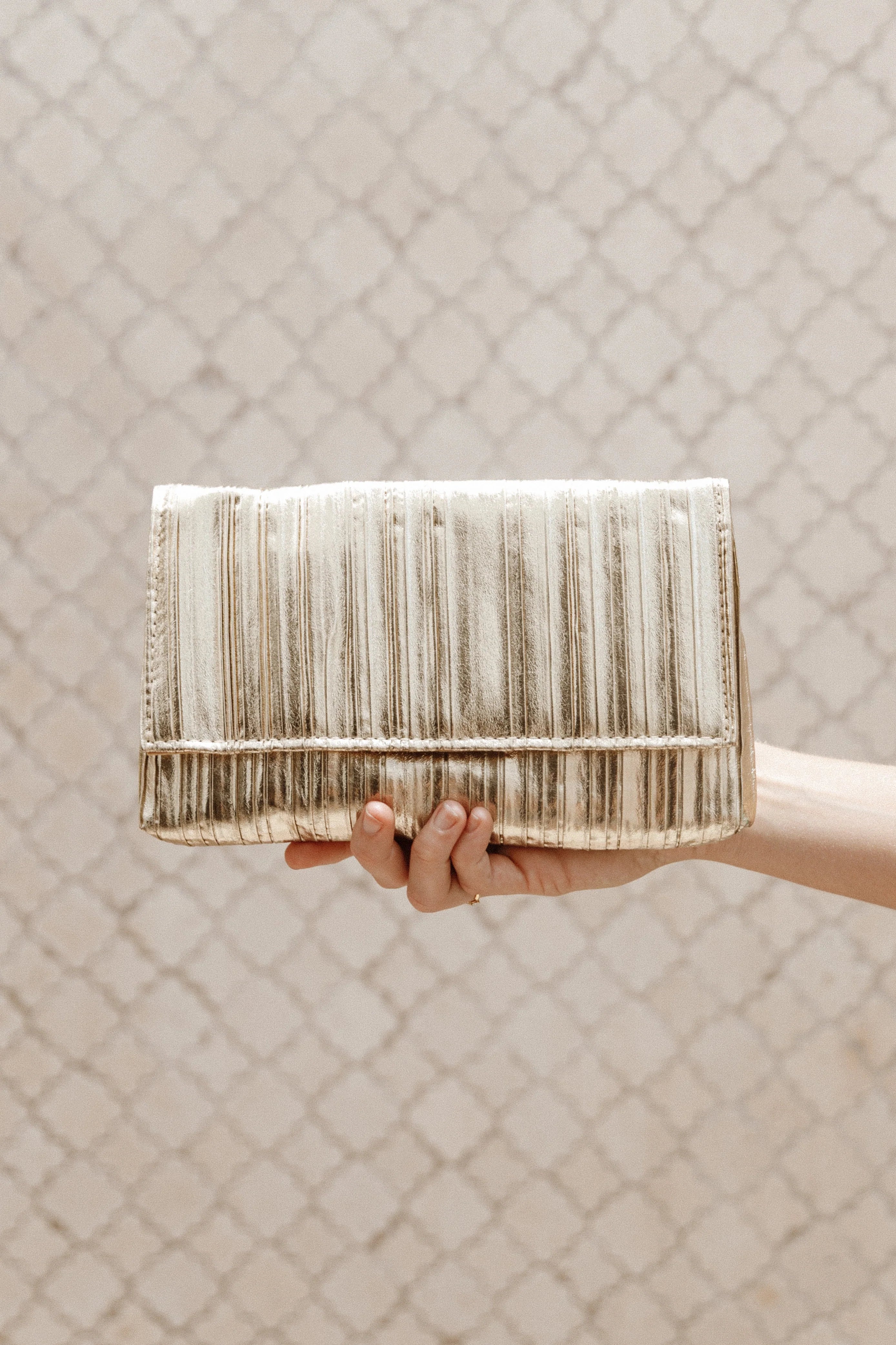 Gemma Ruched Clutch Gold