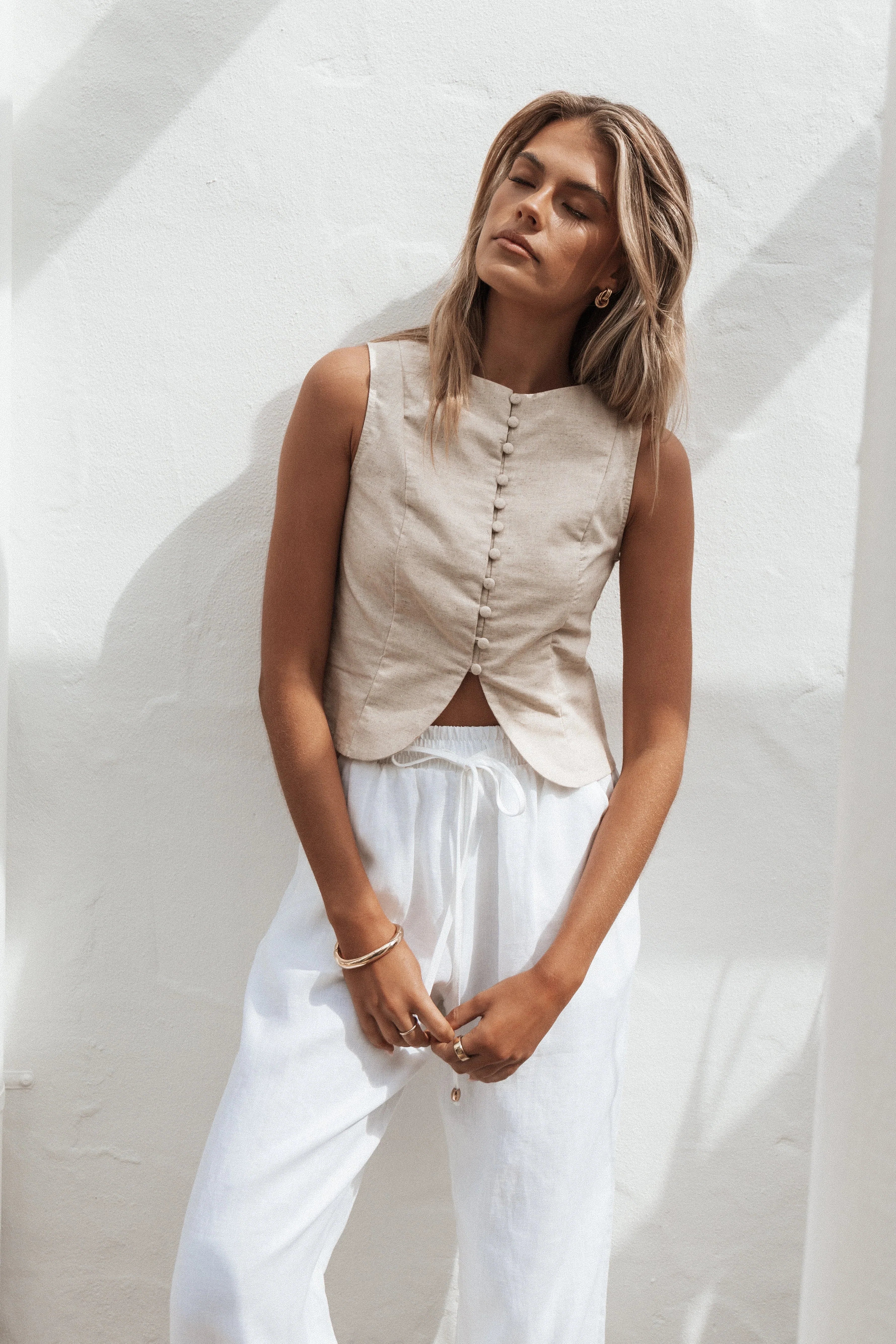 Daniella Linen Vest Oatmeal