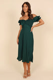 Mickenna Sweetheart Frill Midi Dress Emerald
