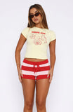 Chill Day Knit Shorts Red Pink Stripe