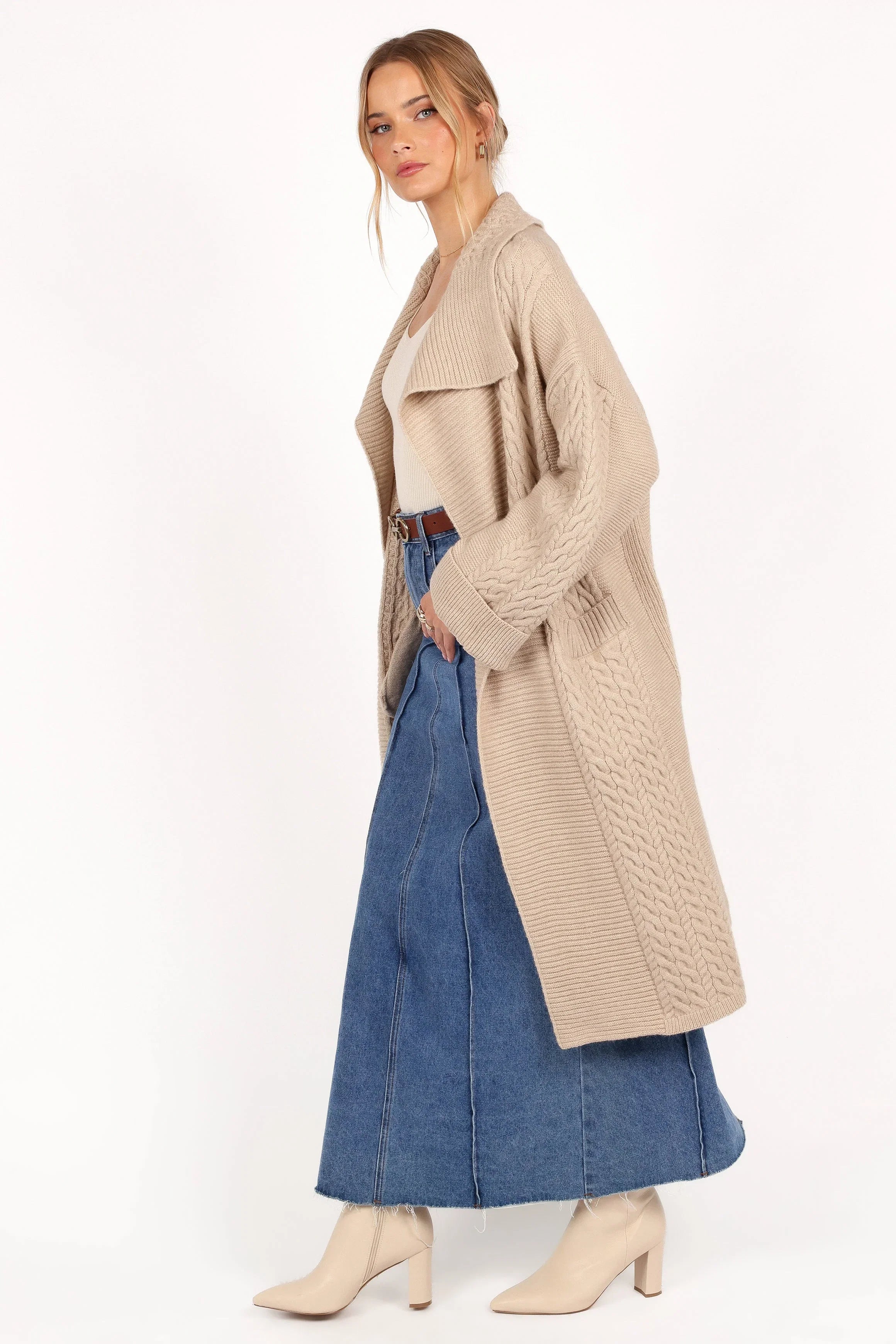 Soma Oversized Open Front Cardigan Beige