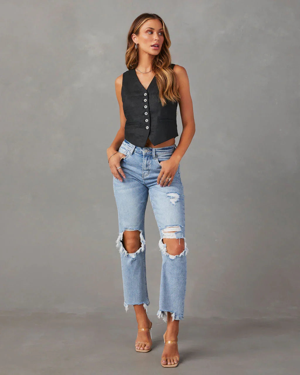 Jolee High Rise Distressed Cropped Jeans