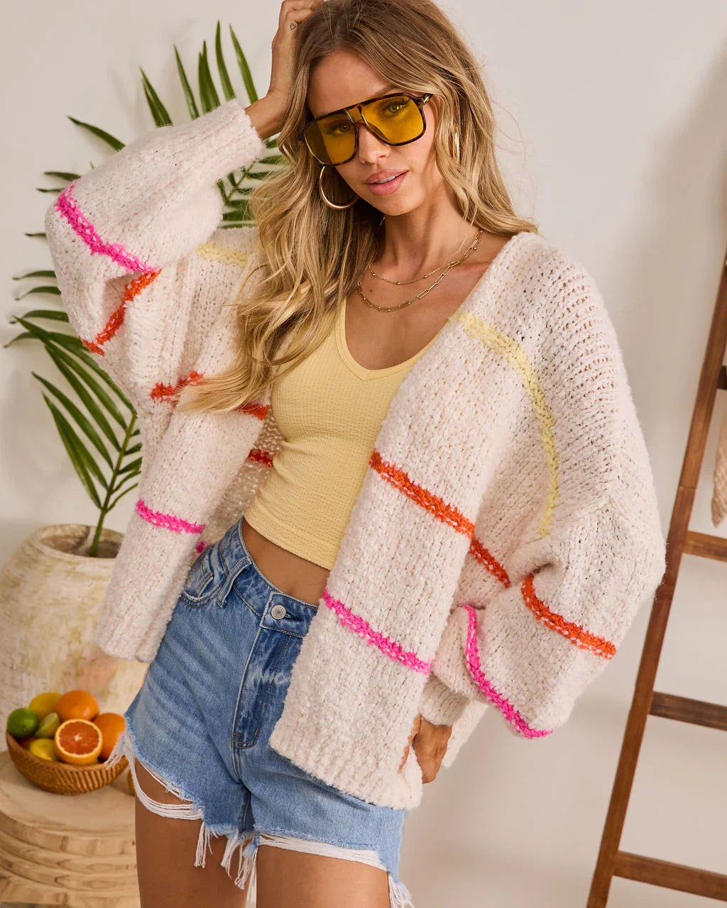 Warm Tide Coast Striped Knit Cardigan