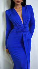 Niya Front Twist Drape Maxi Dress Royal Blue