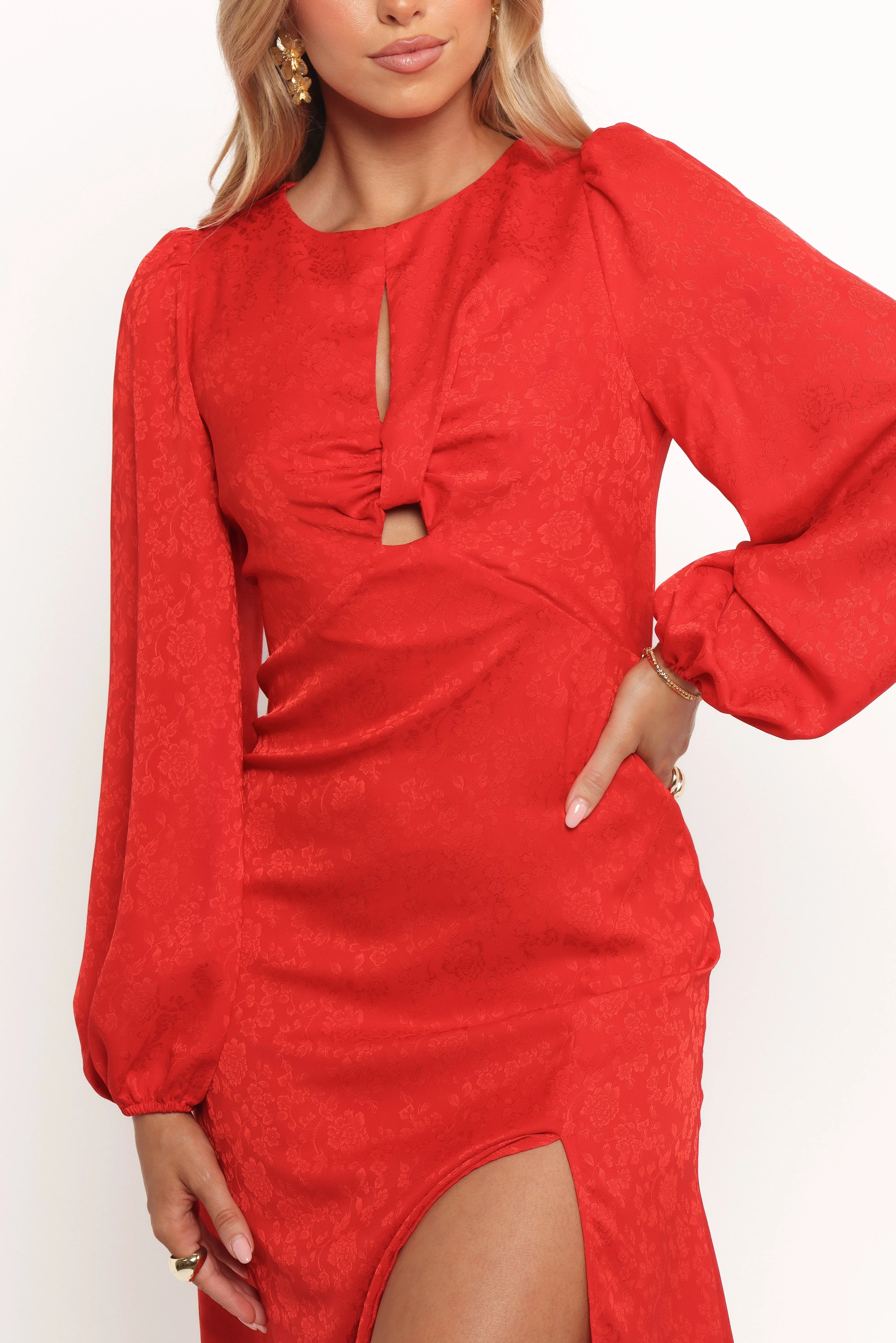 Laine Long Sleeve Midi Dress Red