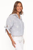 Floriana Tie Sleeve Shirt Blue Stripe