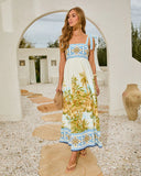 Coastal Country Novelty Print Maxi Dress