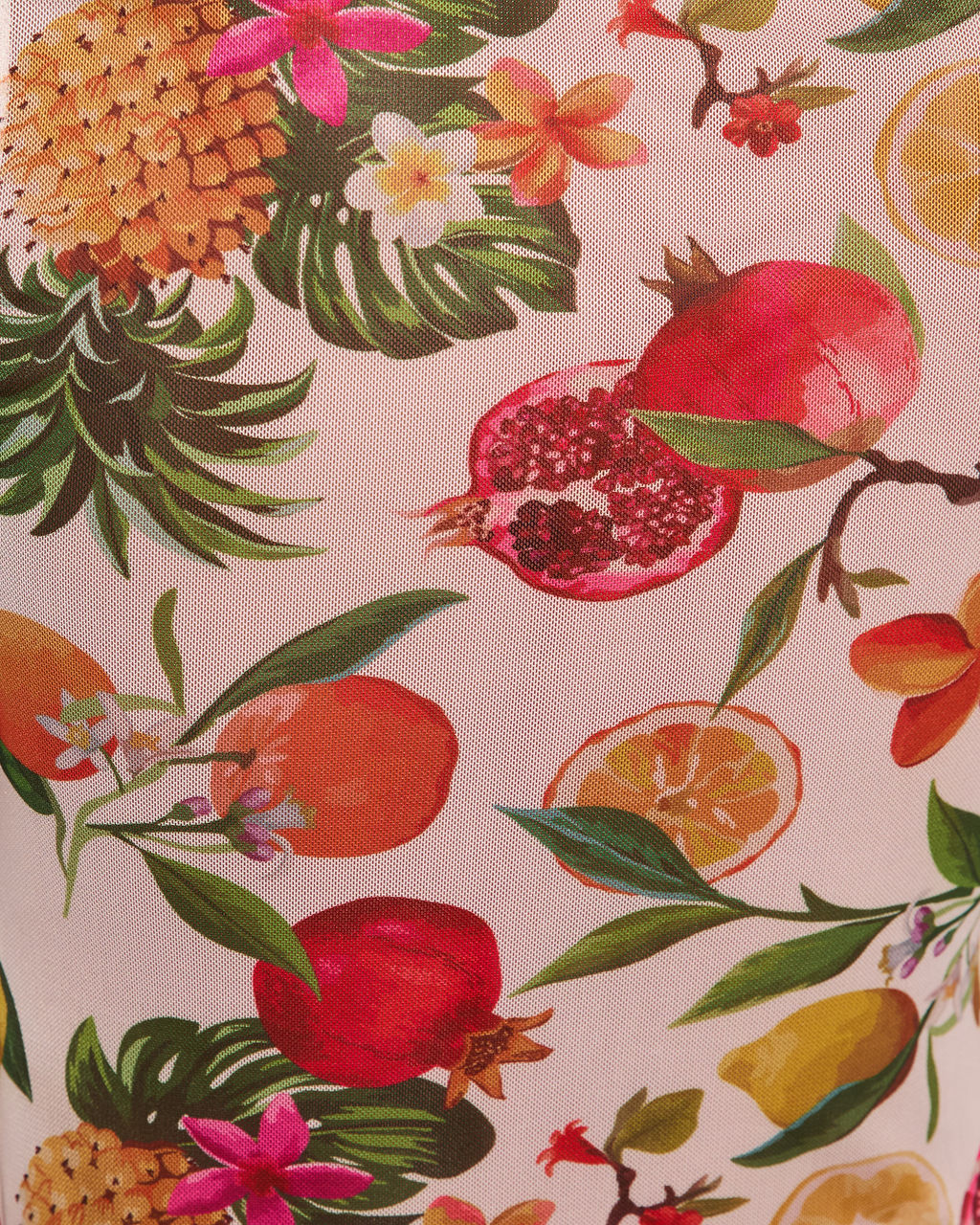 Sunset Splash Fruit Print Mesh Top