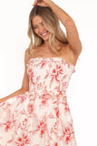 Avania Strapless Midi Dress Red Floral