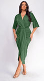 Zelia Venetian Midi Dress Green