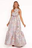 Betina Bow Front Maxi Dress Pale Blue Floral