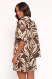 Pacifica Button Up Shirt Chocolate Floral