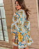 Style Authority Paisley Waist Tie Mini Shirt Dress
