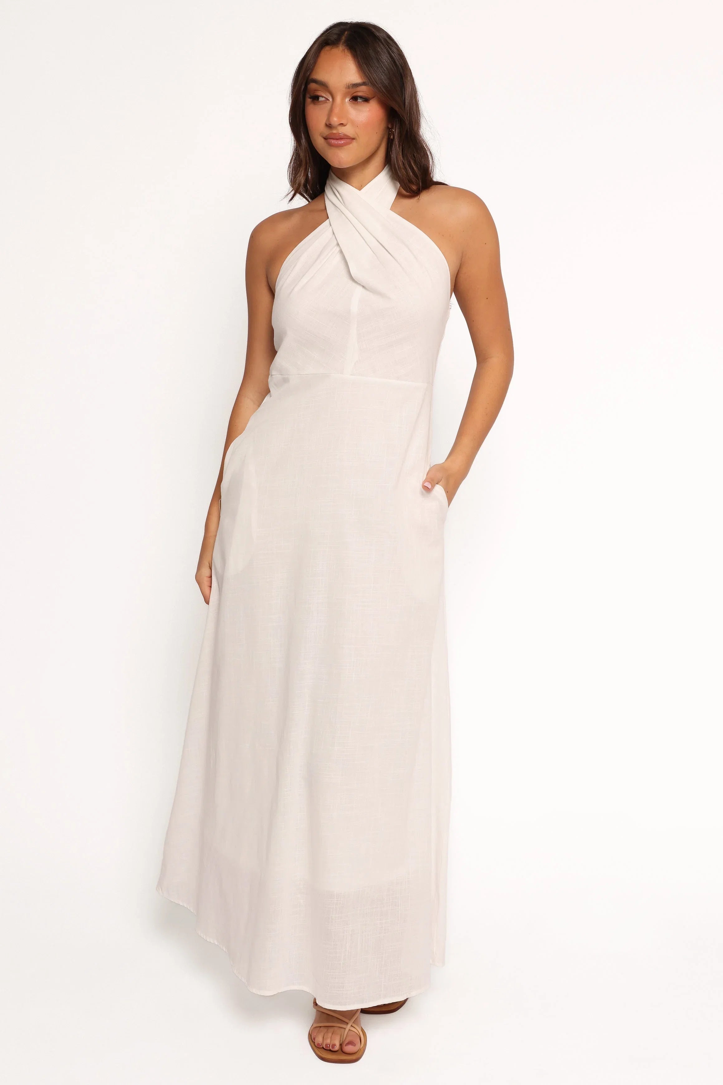 Betsy Halterneck Maxi Dress White