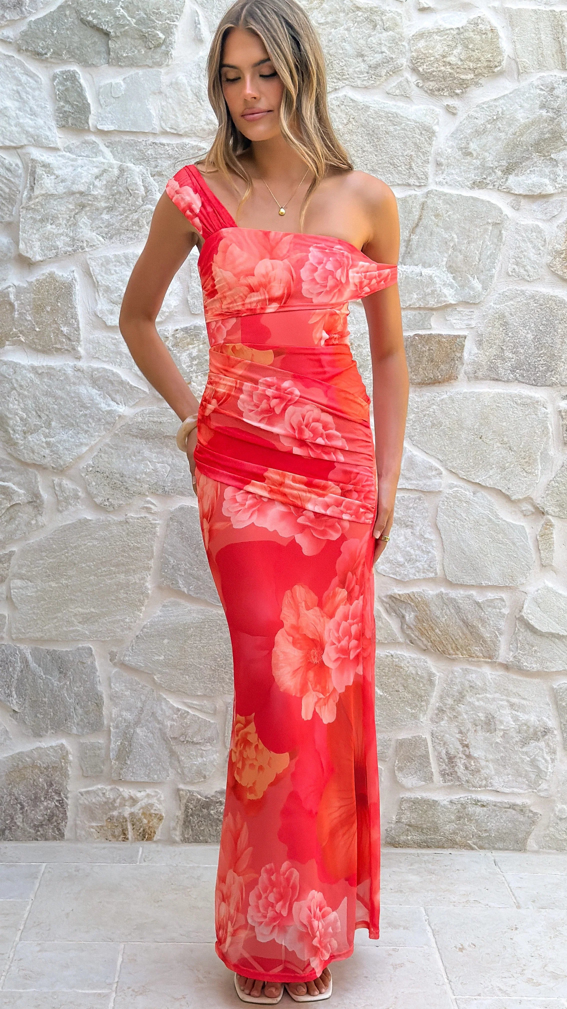 Lena Maxi Dress Orange Floral