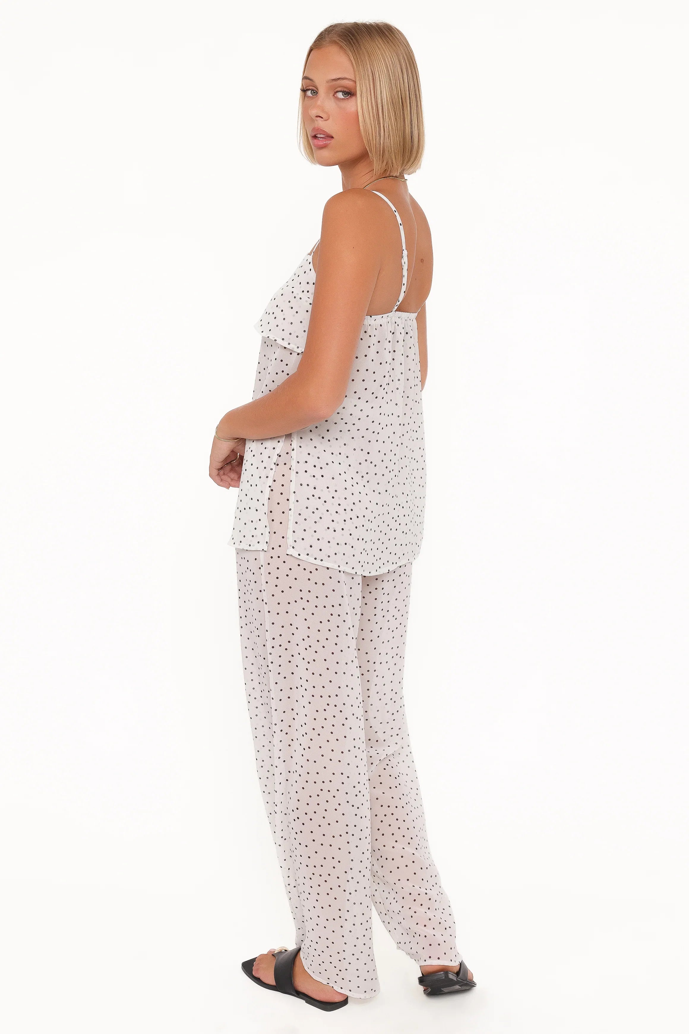 Hazel Pant Set Cream Polka Dot