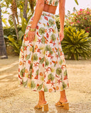 Sea Drift Tropical Print Cotton Maxi Skirt