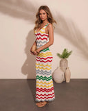 Gerie Knit Chevron Print Cover Up Maxi Dress