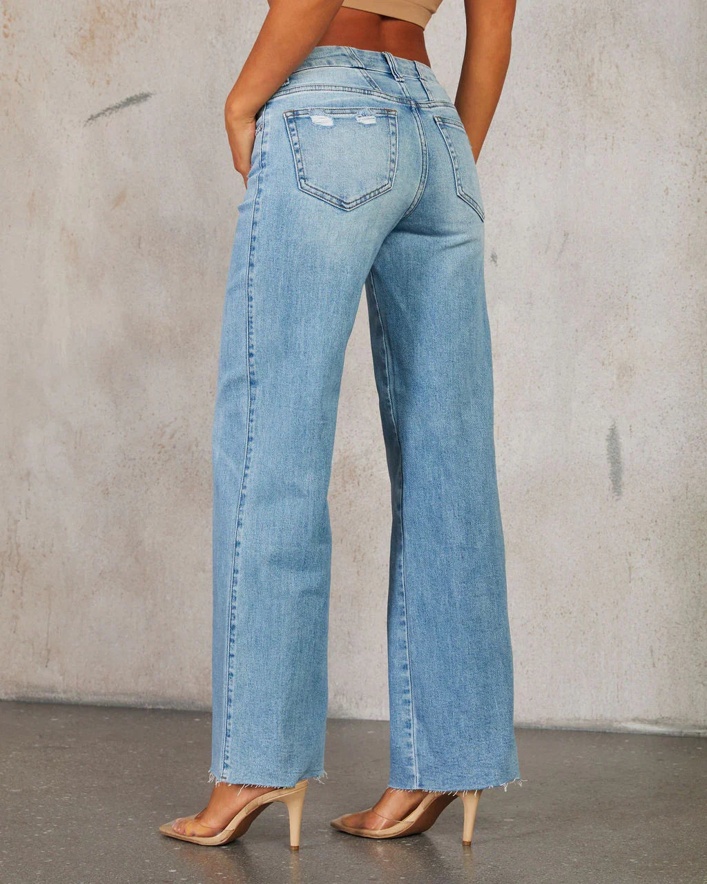 Ellison Stretch Mid Rise Wide Leg Jeans