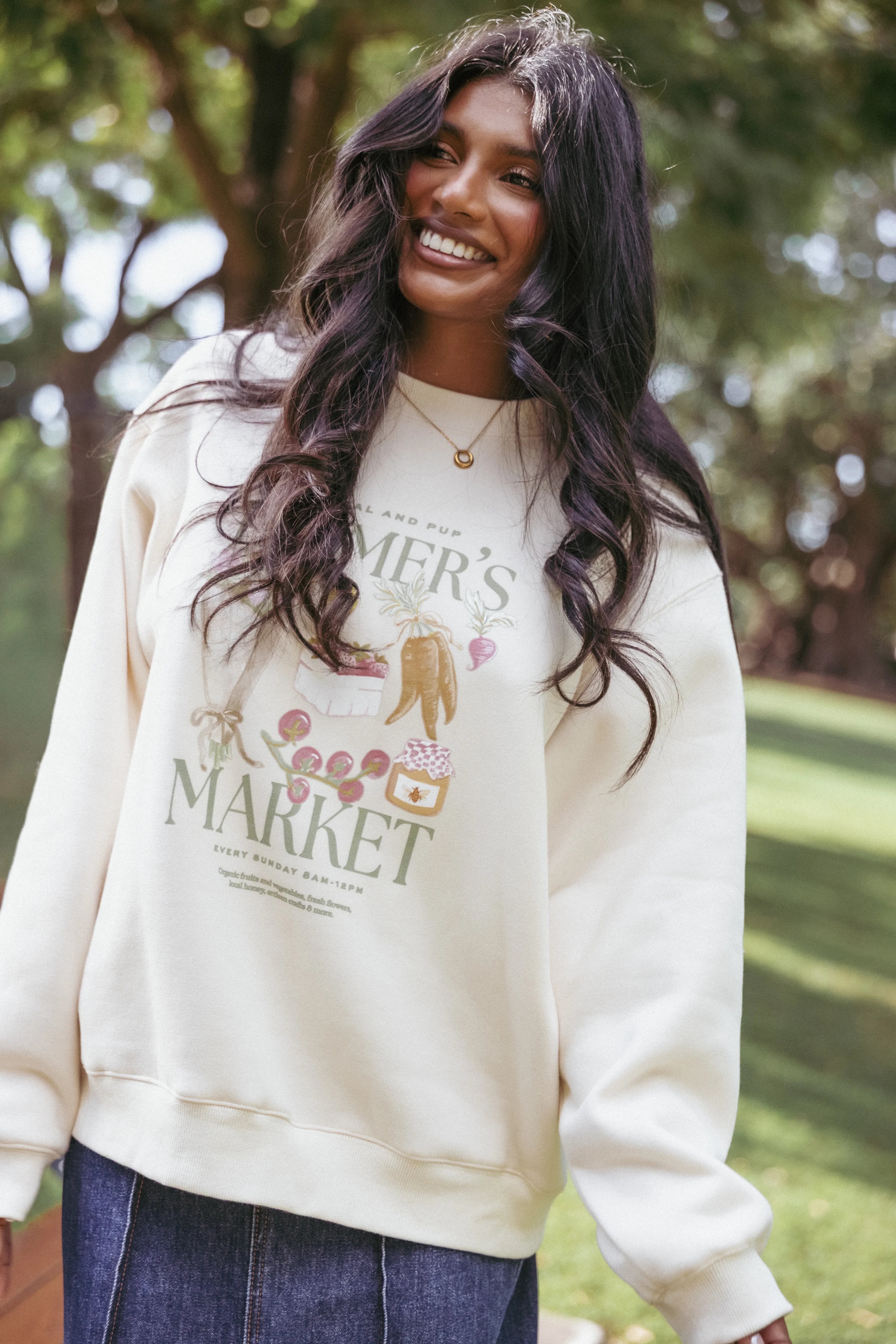 Farmers Market Sweatshirt Cream