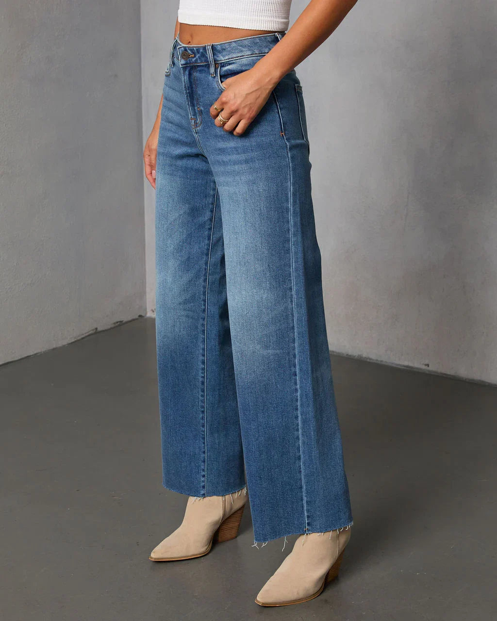 Connie Super Stretch High Rise Frayed Hem Jeans